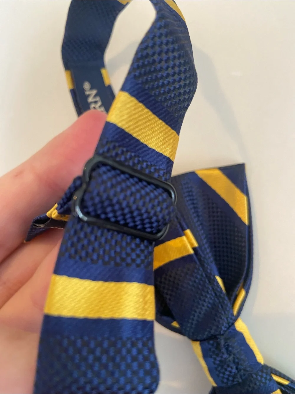 NEW in box Hisdern handmade stripe formal bow tie